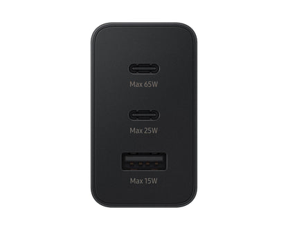 Samsung 65W Power Adapter Trio Original – 3 Port Super Fast Charger (USB-C x2 + USB-A)