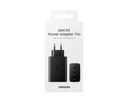 Samsung 65W Power Adapter Trio Original – 3 Port Super Fast Charger (USB-C x2 + USB-A)